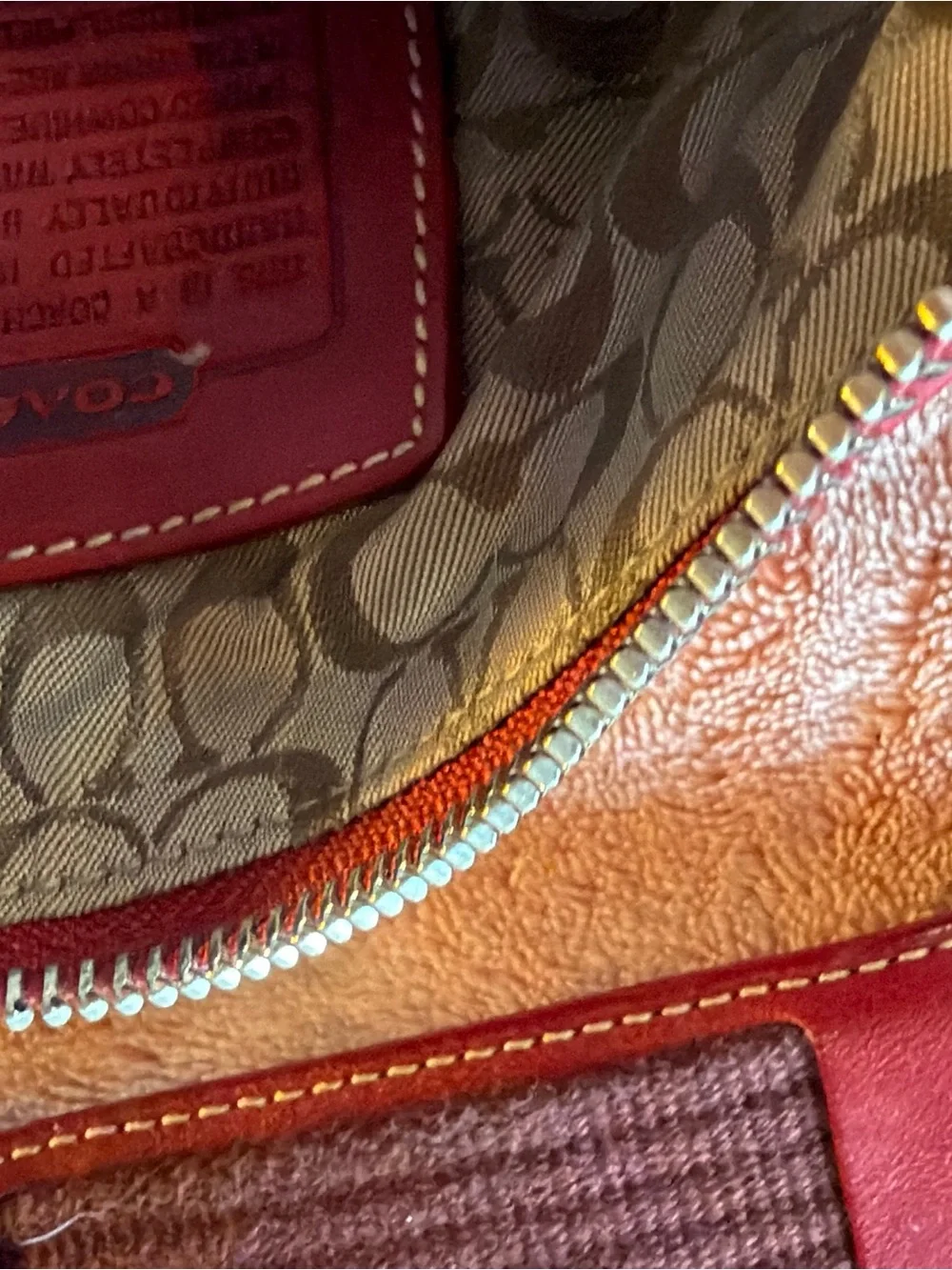 Coach Burgundy Leather Messenger Crossbody with Brown Strap